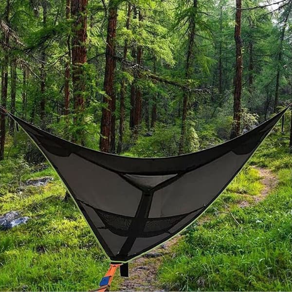 Stor triangulär lufthängmatta för trädcamping, bärbar 3-personers hängmatta för resor, trädgård, utomhuscamping