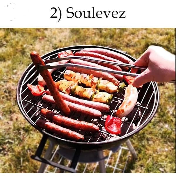Stora multifunktionella grilltänger i rostfritt stål med hjul, 50 cm