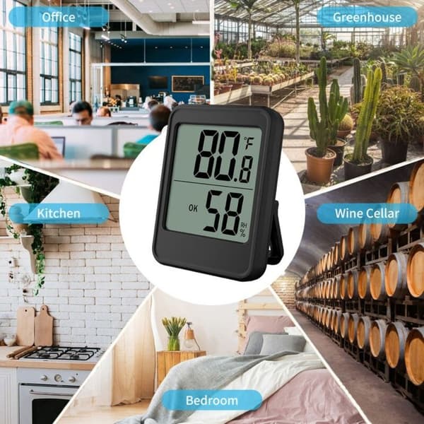 Stor skärm inomhushygrometer - Temperatur - Luftfuktighet - Magnet & stativ