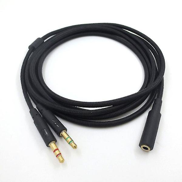 3,5 mm Universal 2-i-1 Gaming Headset Lydforlængerkabel til Hyperx Cloud Ii/Alpha/Cloud Flight/C
