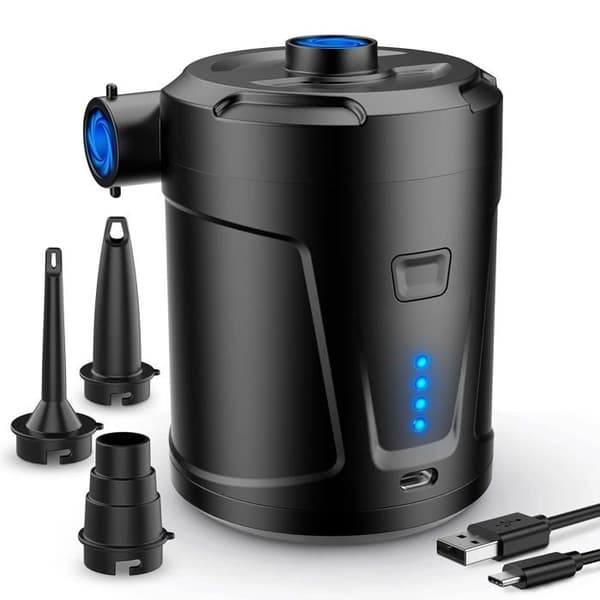 Bærbar luftpumpe modell 5200 mAh - 300 L/min - Oppladbart batteri - 3 dyser