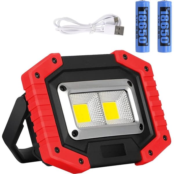 LED arbeidslys, 30W USB oppladbart arbeidslys, supersterkt, IP65 vanntett, 2000LM oppladbart LED arbeidslys med stativ for camping