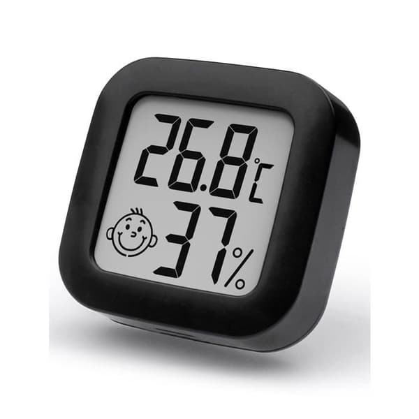 Mini digitalt innendørs termometer hygrometer - Svart (2 stk)