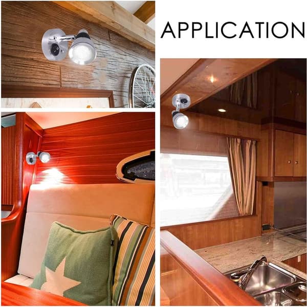 12V LED Spot Veggleselampe 2 stk Auto LED-lys Justerbar bryter Interiør Campingvogn Van Lys for Bobil, Camper Van, Båt (Kald Hvit)