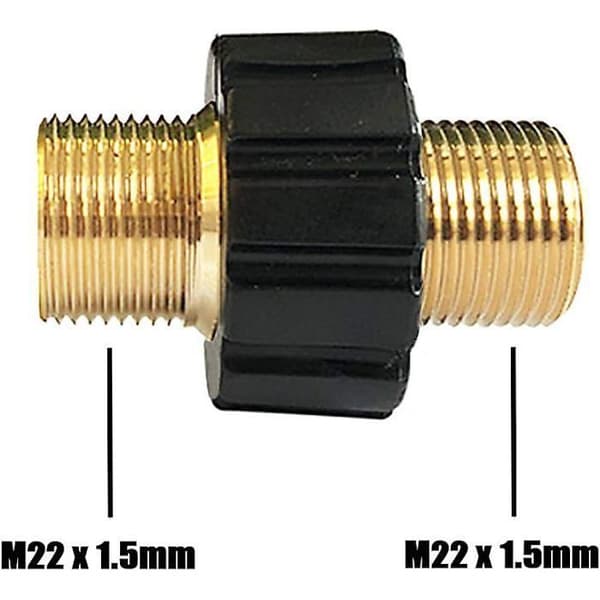 M22 x 1,5 han dobbeltadapter til højtryksrenser - messing, 14 mm indvendig diameter, Karcher-kompatibel