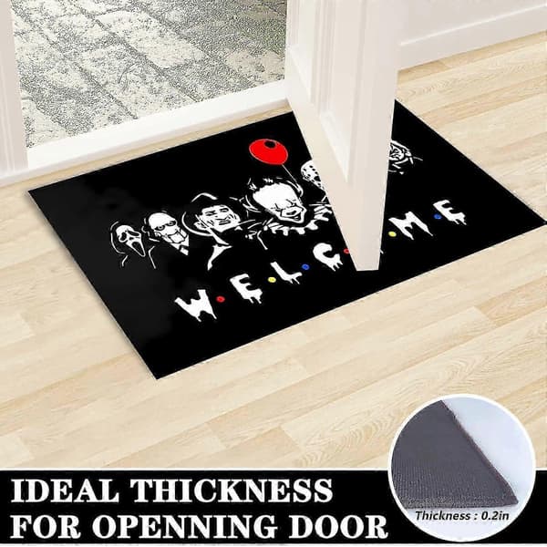 Gyser Halloween Velkomstmåtte - 40cm X 60cm, Perfekt Efterårs Udendørs Indretning Til Din Fordør, Lagdelt Dørmåtte, Vaskbart Tæppe Til Veranda