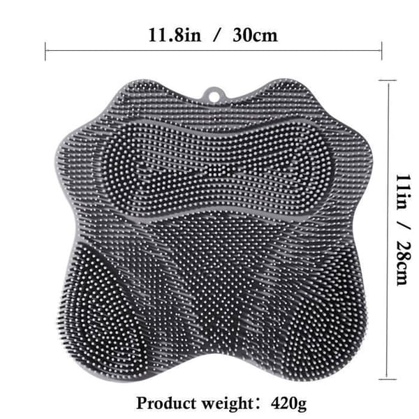 Fodbadebørste, fod- og ryg-badebørste med sugekopper, silikone fodskrubber (grå)
