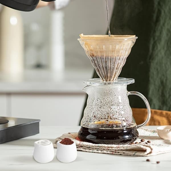 sett med 6 mini 50 ml keramiske melkekanner, hvit, egnet for melk, kaffe, sauser og fløtesaus