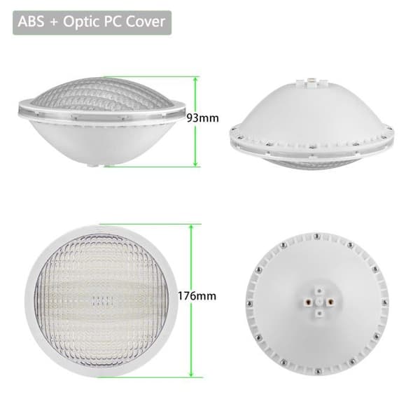 PAR56 LED poolbelysning, 18W, IP68, 12V, 3000K varmvit, Ø176mm