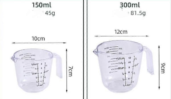Kök Bakning Ps Plast Mätkopp 150/300/600/1000ml, 4-delad Transparent Mätkopp Kök Precisionsgraderad Kopp