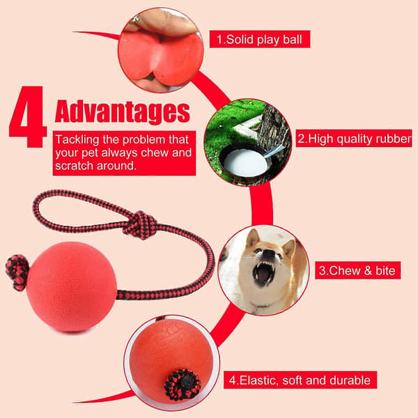 Hundleksaksboll | Hundboll med snöre | 3-pack hundleksaksbollar