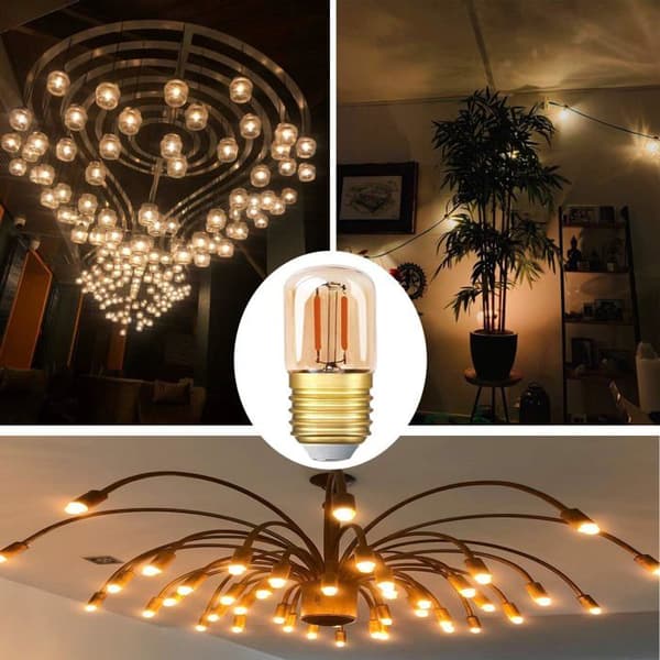 Mini tubulär LED-filamentlampa E27 1W 2200K bärnsten – 6-pack, varmvit, ej dimbar