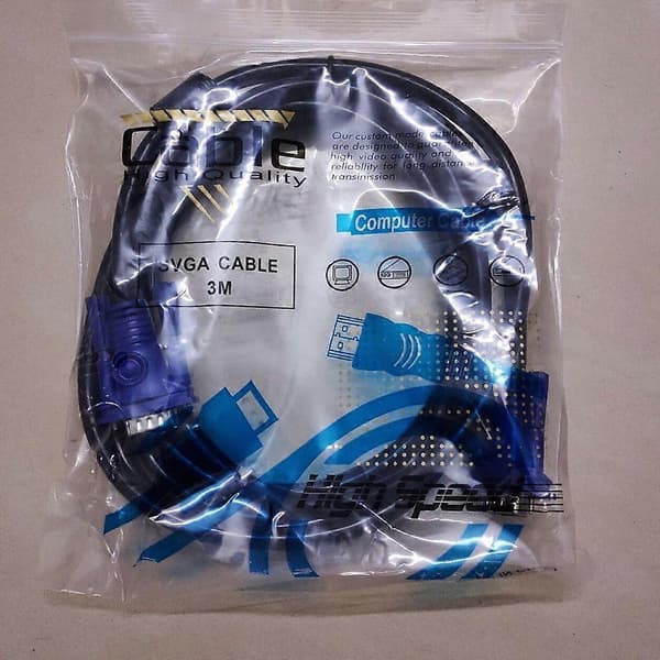 3m 15-bens 3+6 VGA-kabel i rent kobber til computer til TV-projektor HD-datakabel