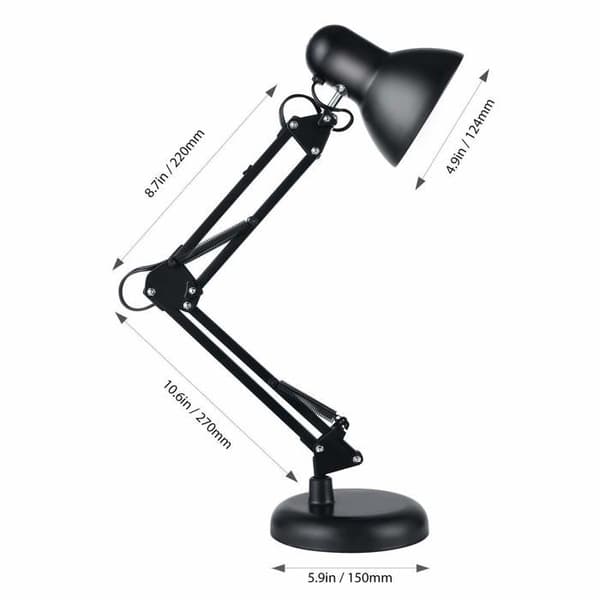 Sort leddelt LED-bordlampe – Øjenbeskyttelse, metal, klemme & justerbar base