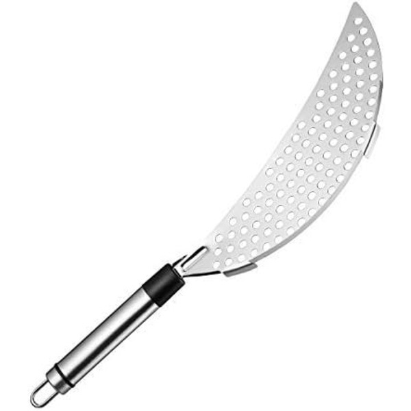 Pastasi med håndtag, halvmåneformet si i rustfrit stål