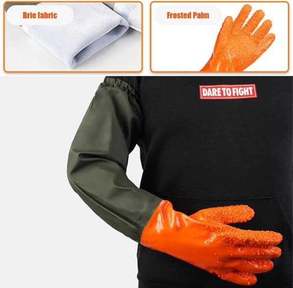 Långa gummihandskar, 70 cm - Vattentäta - Elastisk mudd - Kemikaliebeständiga