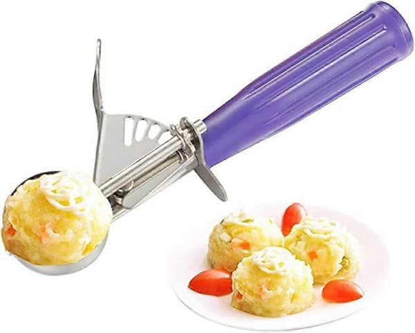 Fruktskopa Dessertsked Rostfri Stålsked för Kalla Drycker Glasskopa, Innerdiameter 40mm (Lila)