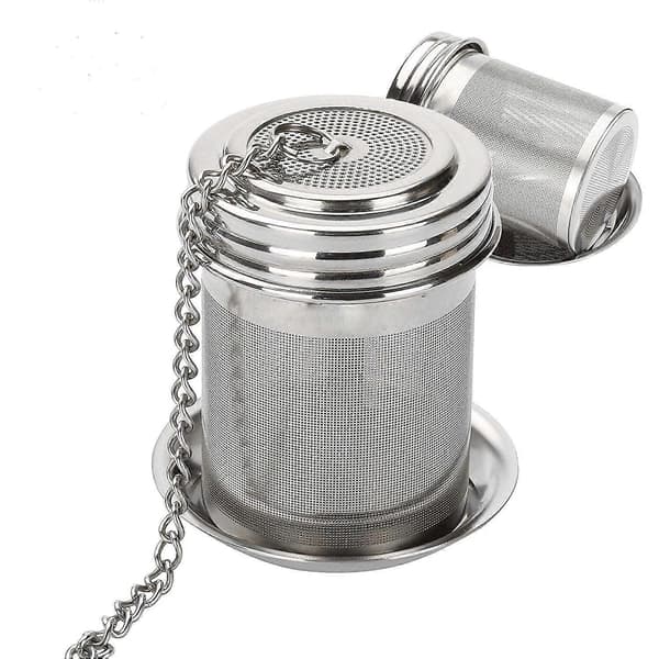 2-pak te-infuser, te-si med ekstra finmasket net, 18/8 rustfrit stål te-bold med forlænget kædekrog til at brygge løs te