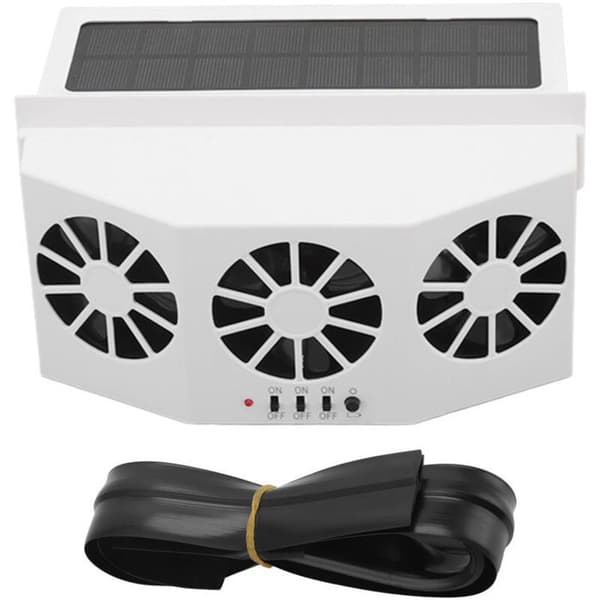 Solbilkylare med 3 vidvinkelfläktar, effektiv ventilation, vit ABS