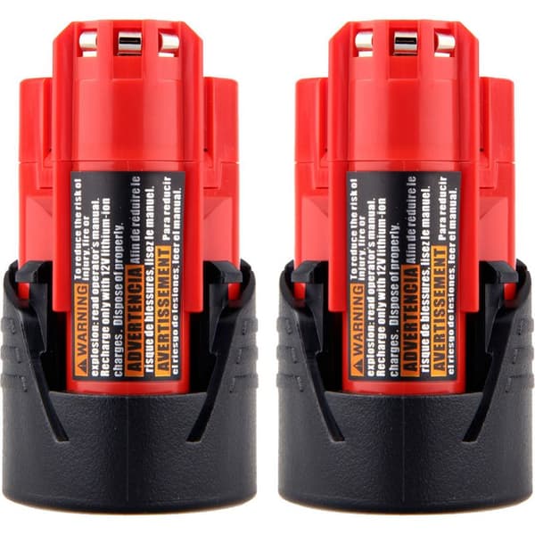 2 STK Milwaukee M12 Litium Erstatningsbatteri for 48-11-2440 Batterikapasitet 3000