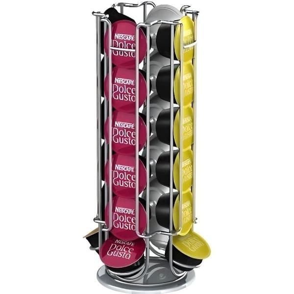 Roterende kapselholder til 24 Dolce Gusto-kapsler, kromstål