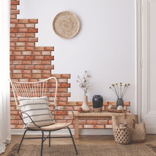 3D selvklæbende tapet, mursten/sten-effekt, 30 x 30 cm - pakke med 10 brune PVC-fliser