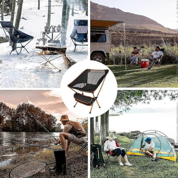 Fällbar campingstol Fiskestol Ultralätt Kompakt Strandstol Fällstol Fällstol Utomhusstol, Orange