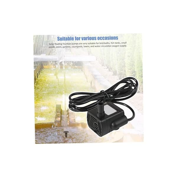 Solvattenpump, DC 12V Mini Solfontänpump, Ersättningspump med 1,5m Kabel, Tyst Pump, Mikro Dränkbar Vattenpump för Flytande Trädgård