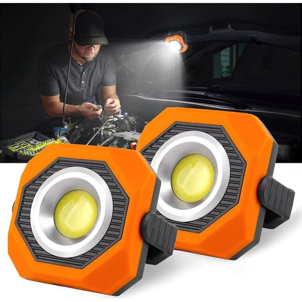 Oppladbar Solar LED Flomlys, 3 Moduser, Bærbar LED Arbeidslampe med USB, 360° Roterende Stativ, Magnetisk Base, Nødarbeidslys, Camping