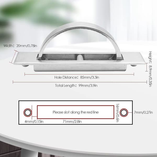 Tatami innfelt håndtak - Sinklegering - Børstet finish - Usynlig og holdbart