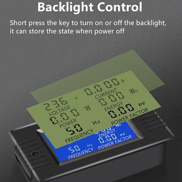 6-i-1 Digital Amperemeter/Voltmeter LCD AC 80-260V 0-100A Strøm kWh Frekvens