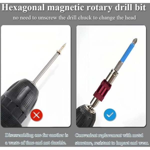2 stk. magnetisk bitholder med dybdestop 1/4 tomme magnetisk gipsskruetrækker borepatron skruetrækkerbits til hurtigudløserstang