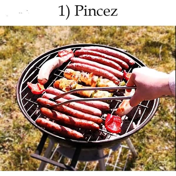 Stora multifunktionella grilltänger i rostfritt stål med hjul, 50 cm