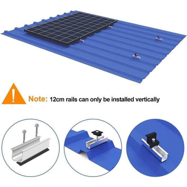 Solcellepanel Monteringssett, Solcellepanel Skinne, Justerbar 30-35mm Solcellepanel Monteringsbrakett, med Muttere og Skruer