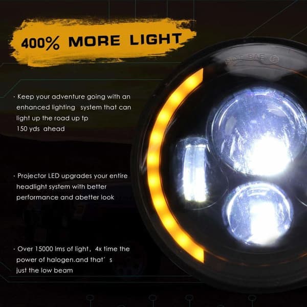 Par med 7\" arbeidslys 200W 20000LM 4 Angel Eye-linser 3000K+6000K 4 lysmoduser runde svarte