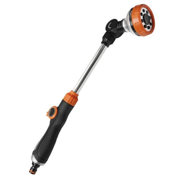 42 cm hagesprøyte – 8 funksjoner – 180° svingbart hode – sink-aluminiumlegering