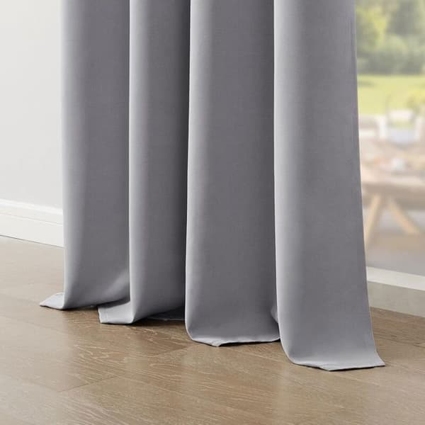 Mörkläggningsgardin 132x213cm 100% polyester med öljetter, ljusgrå, vardagsrum/sovrum