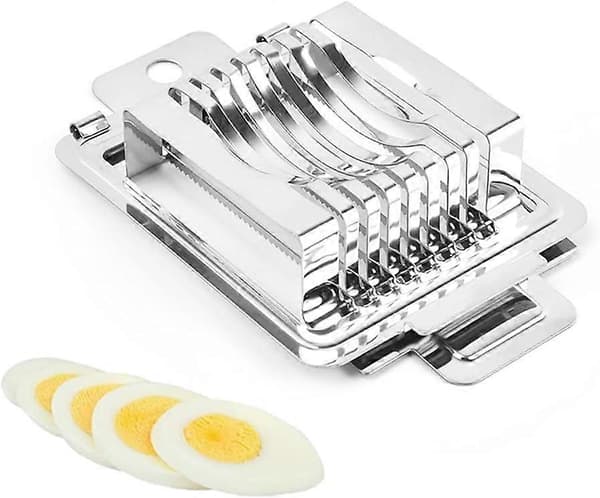 Eggdeler i rustfritt stål, Eggdeler i metall, Multifunksjonell eggkutter, for kutting av posjerte egg, kokte egg, andeegg osv.