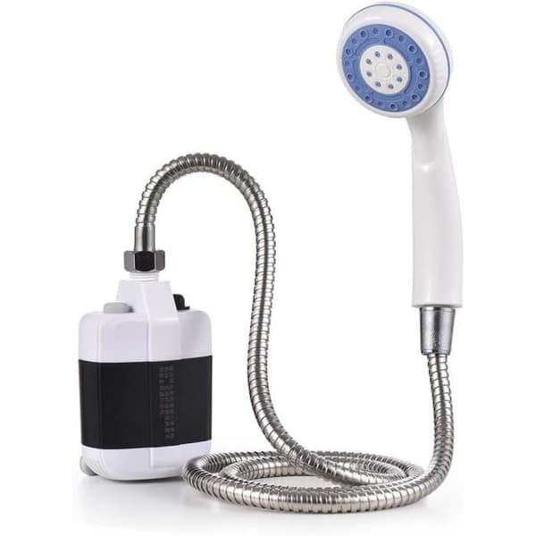 A148 USB Bärbar Dusch — Uppladdningsbar Campingduschpump med Slang, Kompakt, Vit