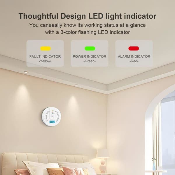 Ultrakänslig kolmonoxiddetektor, LCD-skärm, 85 dB, drivs av 2xAA (3-pack)