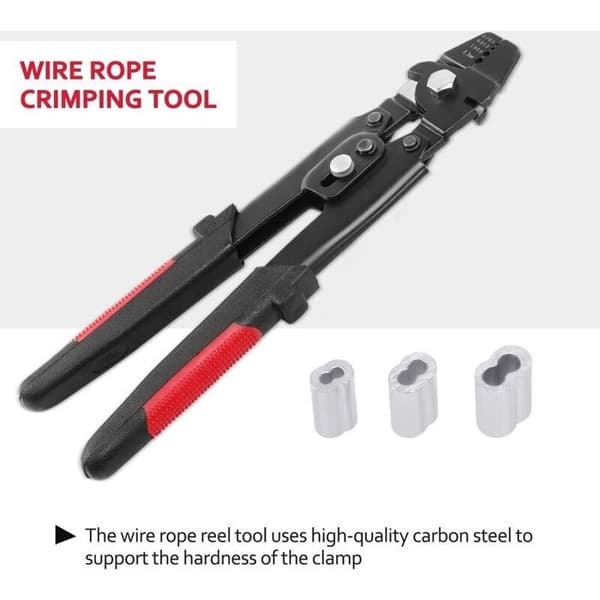 26 cm wirekabel krympeværktøj + 150 dobbeltringmuffer - sort