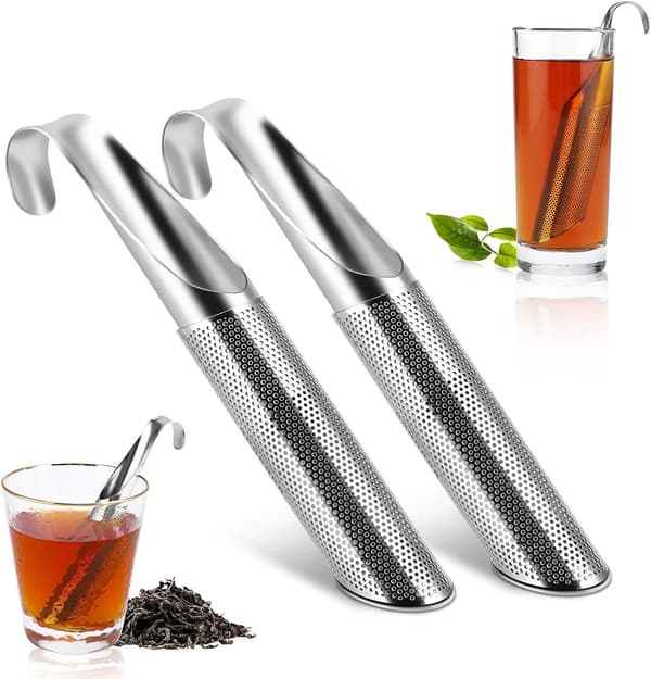Te-infuser til løs te, 2 stk. 304 rustfrit stål te-si, te-diffuser, ekstra finmasket si til at trække løsbladste C1010-34