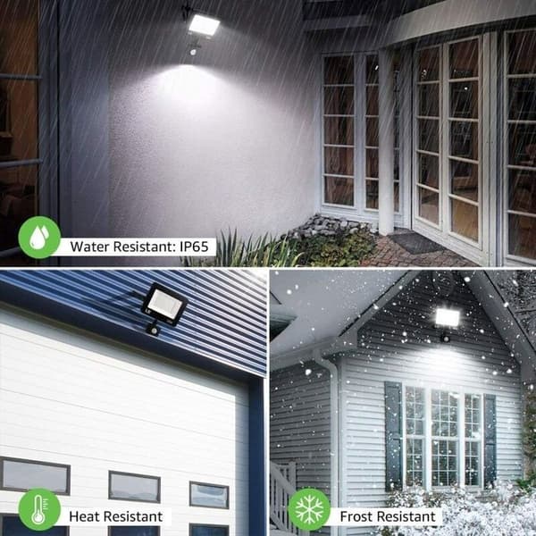 50W 5000LM Utendørs LED Flomlys med Bevegelsessensor, IP66, 6500K
