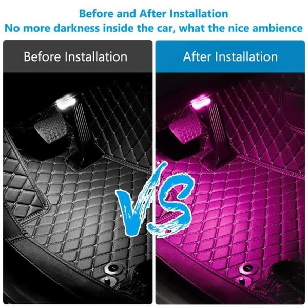 2PC 6LED Bilinteriörbelysning - 7 Färger - USB Uppladdningsbar - Pekkontroll