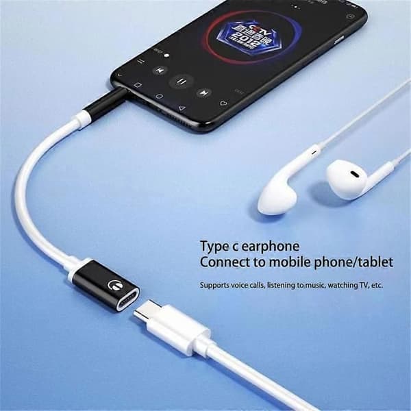 3,5 mm hann rund analog hodetelefonadapter til USB-C hunn, flat, S5J7