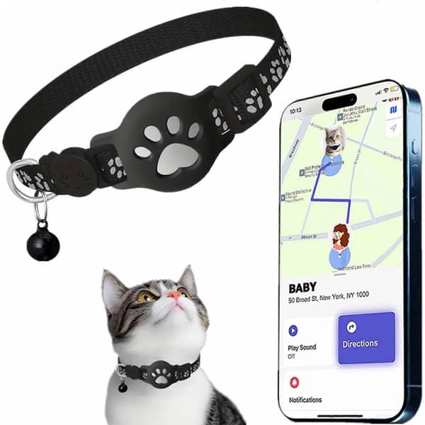Android-kompatibelt GPS-halsband för katter Vattentätt Ingen prenumeration krävs
