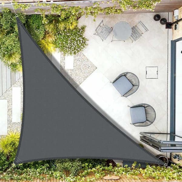 Trekantet solsejl 4x4x5,65 m vandtæt polyester - UV-beskyttelse, Antracitgrå