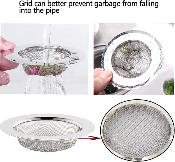 Hårstop til Bruser, Vaskestøvsuger til Køkken eller Badeværelse, 2 stk. Rustfrit Stål Mesh Hårfilter til Bruserafløb (11,3 cm)