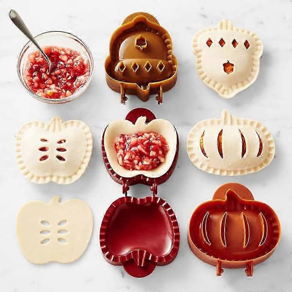 Plastikk paiformer Epler Gresskar Eikenøttform Mini Deigpresseform Gadgets Halloween Lomme Paiformer for Høstbaking