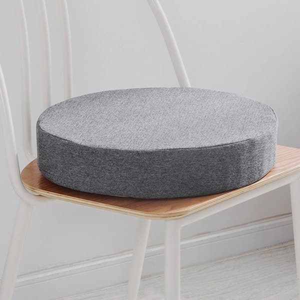 Rund stolsdyna 45 x 45 x 8 cm - Avtagbart överdrag - Halkfri - Linne/Bomull